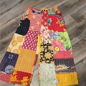 Colorful Patchwork Wide Leg Pants